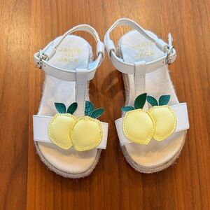 Janie and Jack White Sandals with Yellow Lemon Appliqués